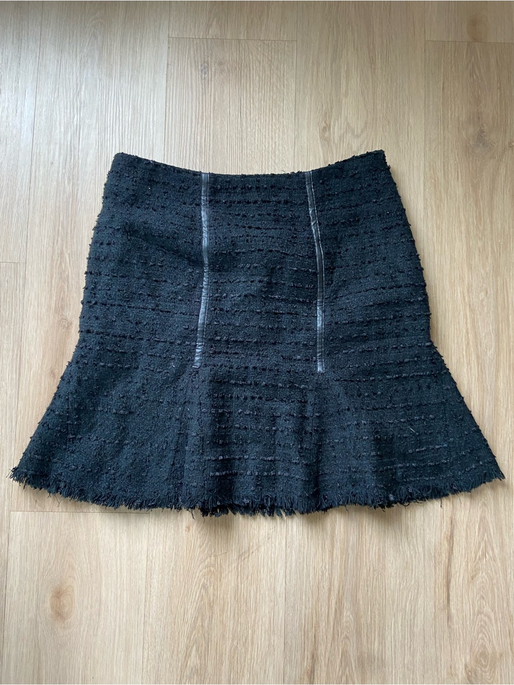 Vintage Caché Black Tweed Flared Mini Skirt size 4 black